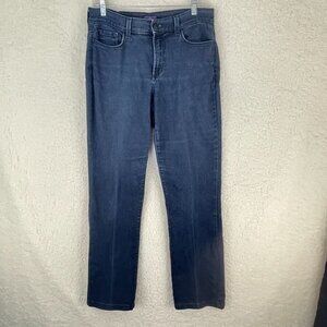 NYDJ Blue Denim Embellished Straight Leg Jeans Womens Stretch Casual‎ Size 8